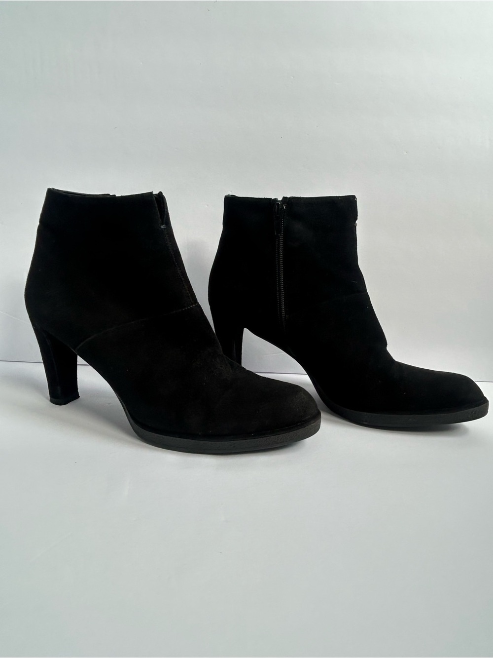 Stuart Weitzman- Suede Booties - Black- 3 inch heel- Made in Spain- Size 7.5